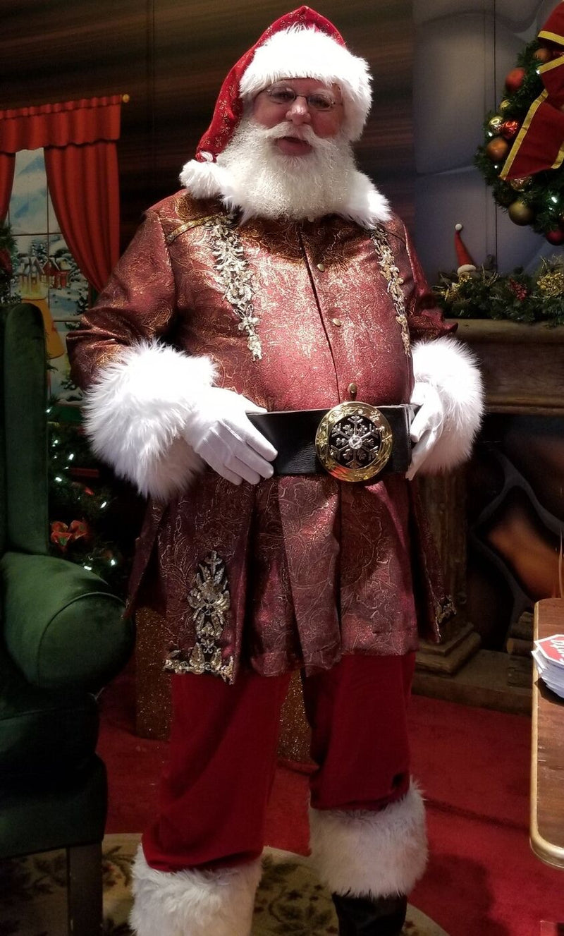 A complete custom Santa uniform built head to toe in brocade