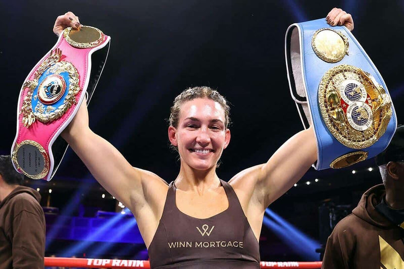 Custom satin ring wear built for boxer Mikaela Mayer’s bout against Maiva Hamadouche